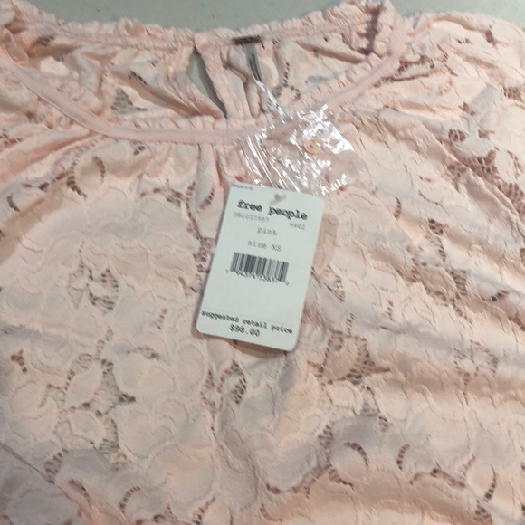 New Free People Olivia Pink Lace Top - Picture 7 of 7